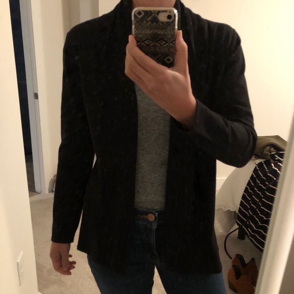 Black open front cardigan